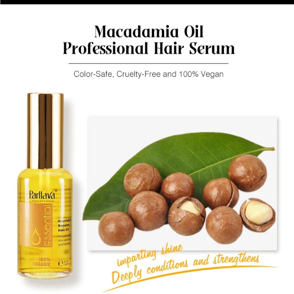 Macadamia oil for ok tipe hear.